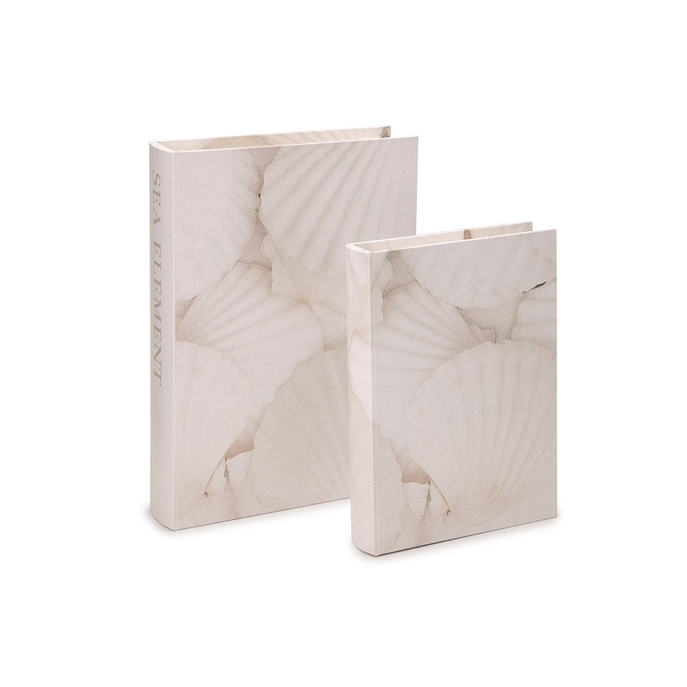 Conjunto de 2 Livros Caixas Sea Element em MDF e Canvas Mart