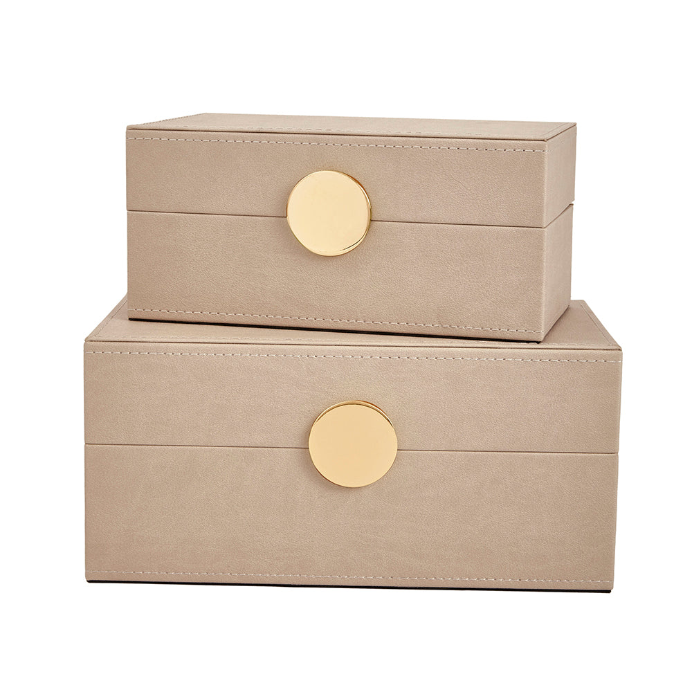Conjunto de 2 Caixas Organizadoras em MDF com Revestimento em PU Mart