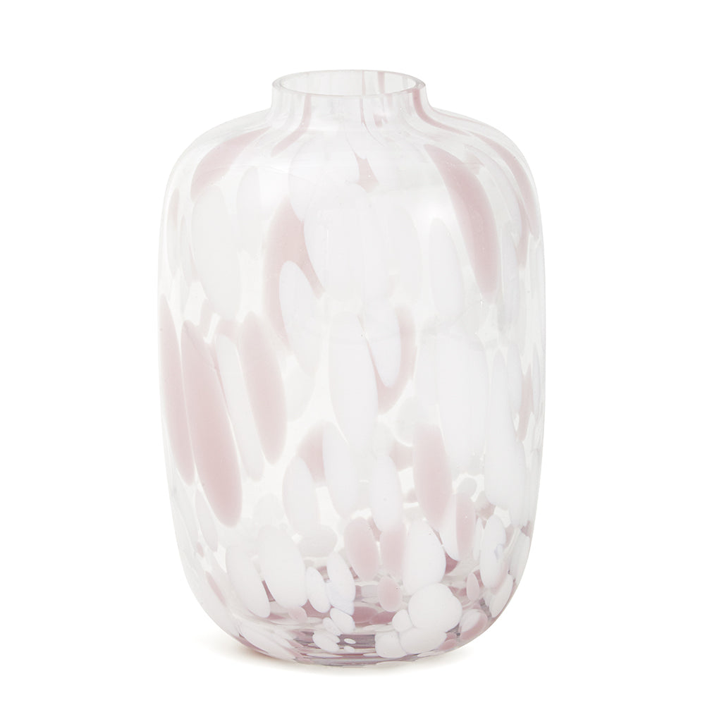 Vaso em Vidro Rosa e Branco Mart