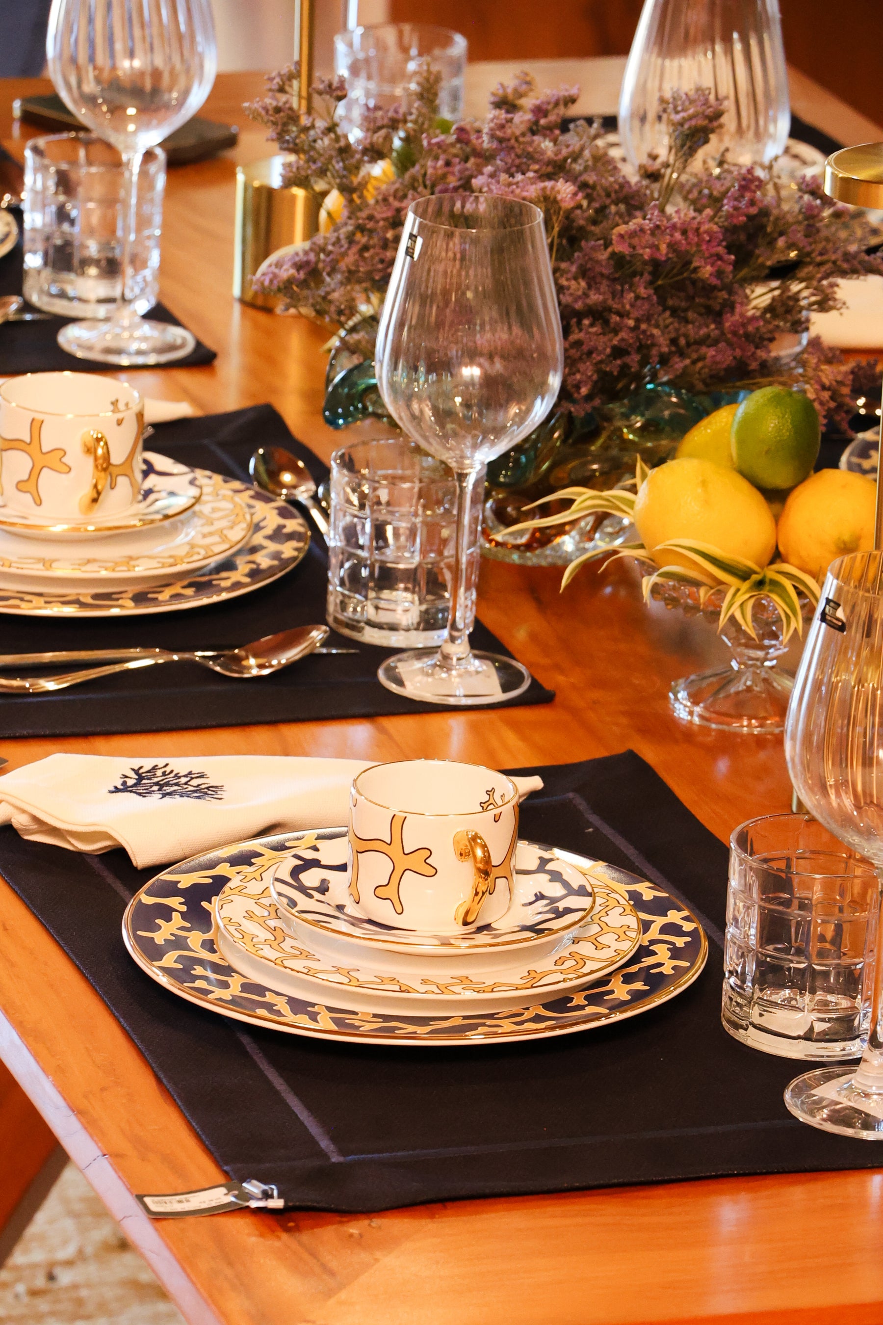 Jogo 6 Xícara de Chá c/ Pires Coral Blue, Scalla