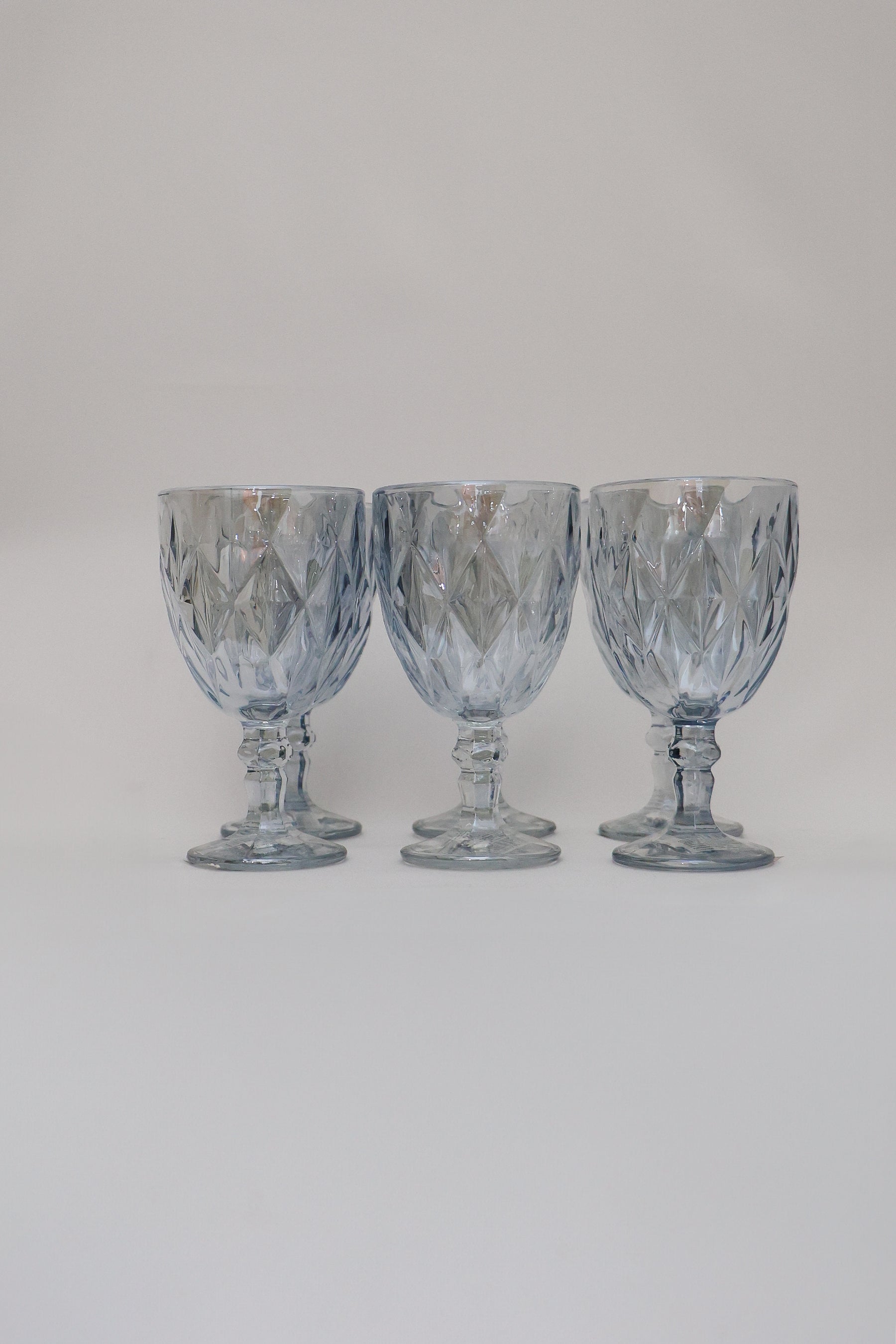 Taça de Vidro p/ água Diamond Azul Metalizado 360ml Lyor