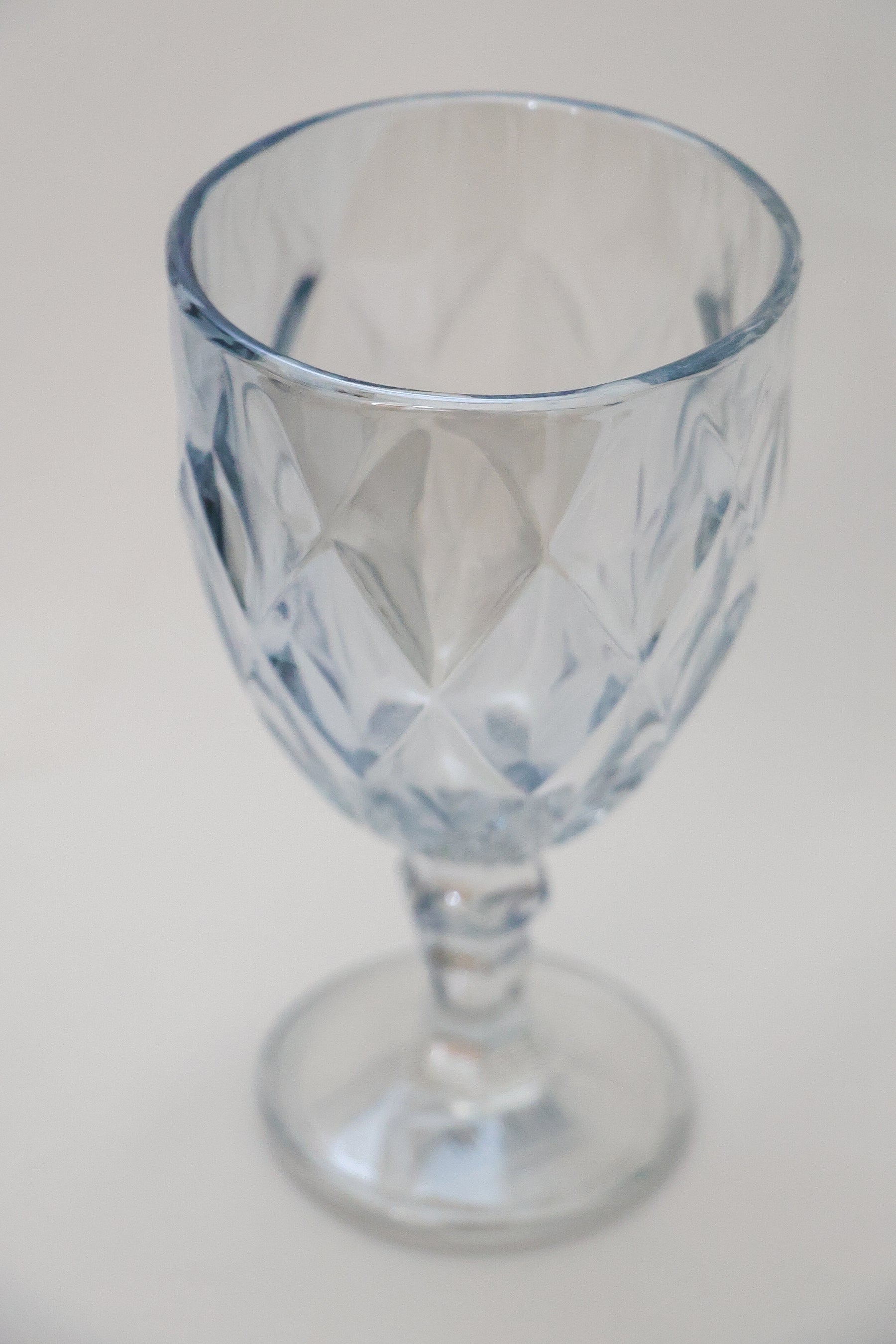 Taça de Vidro p/ água Diamond Azul Metalizado 360ml Lyor