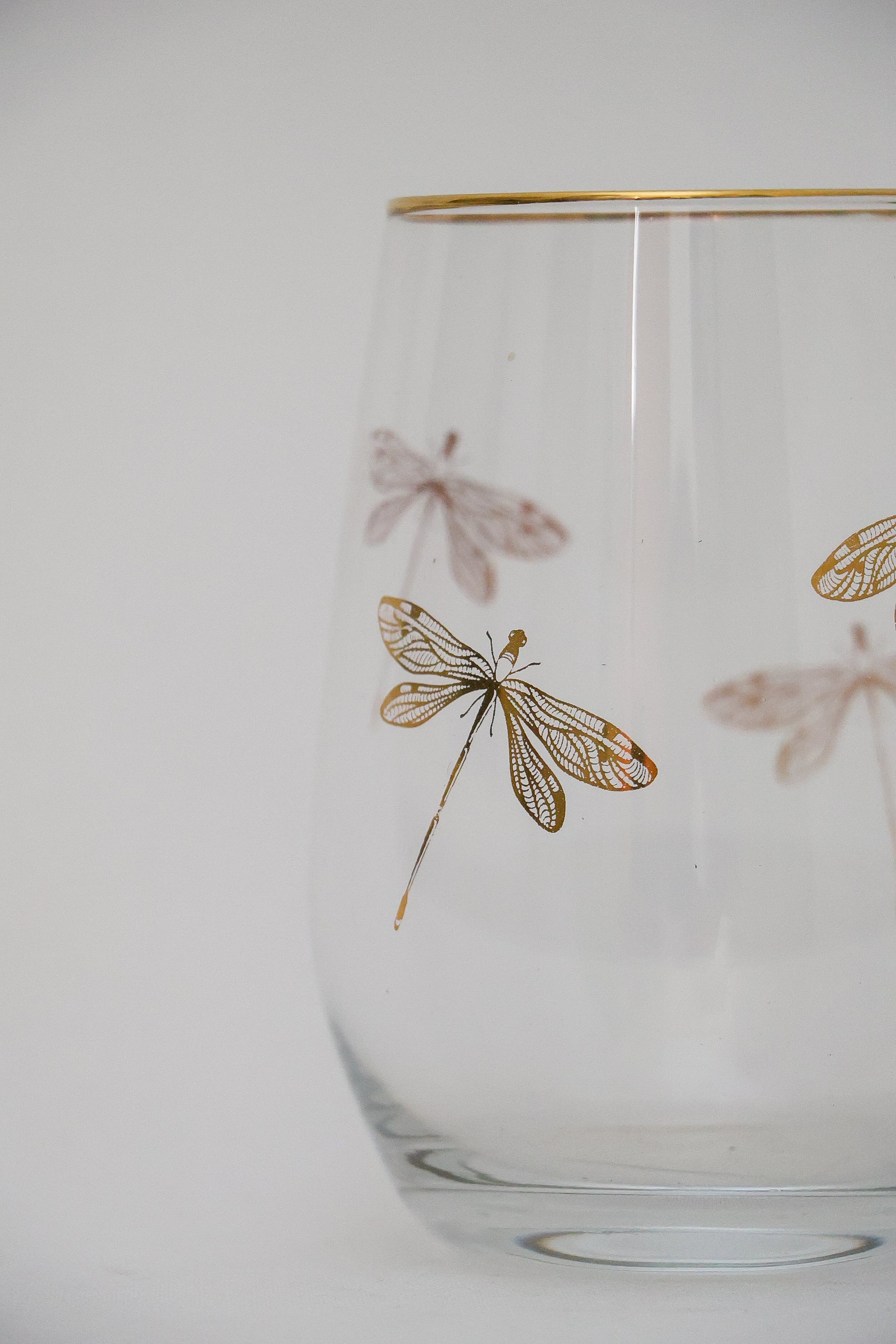 Copo de cristal Libélula ouro