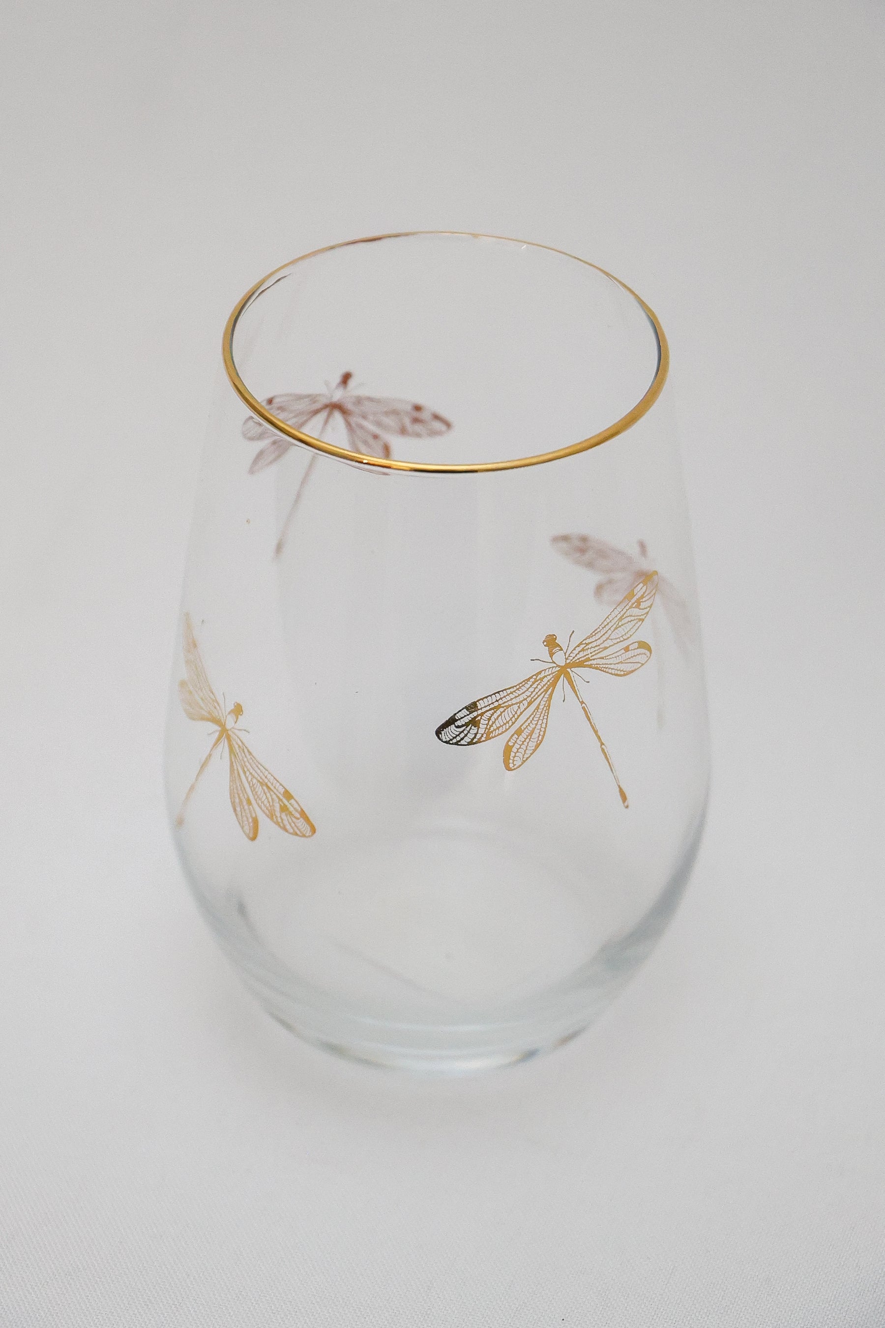 Copo de cristal Libélula ouro