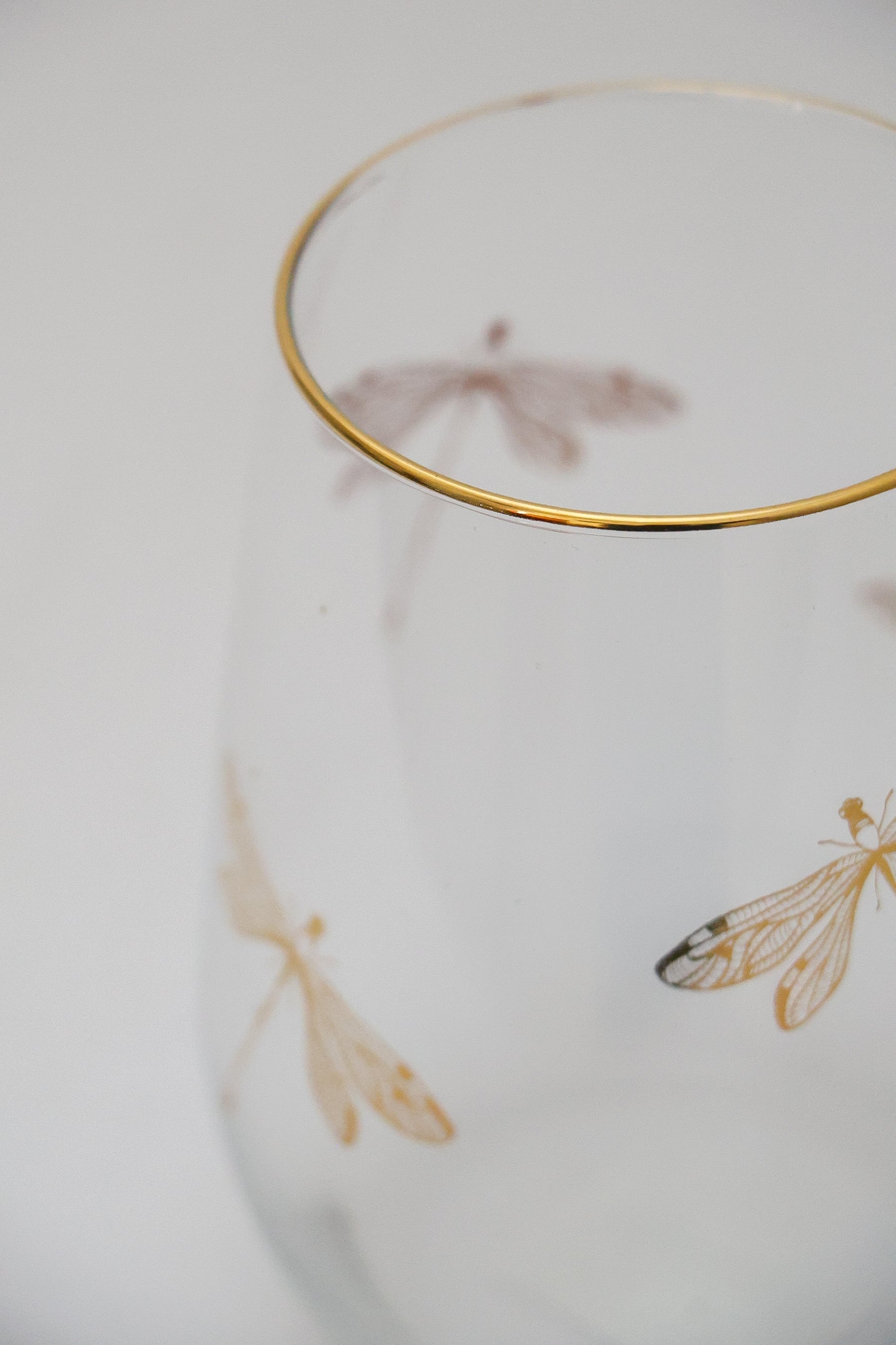 Copo de cristal Libélula ouro