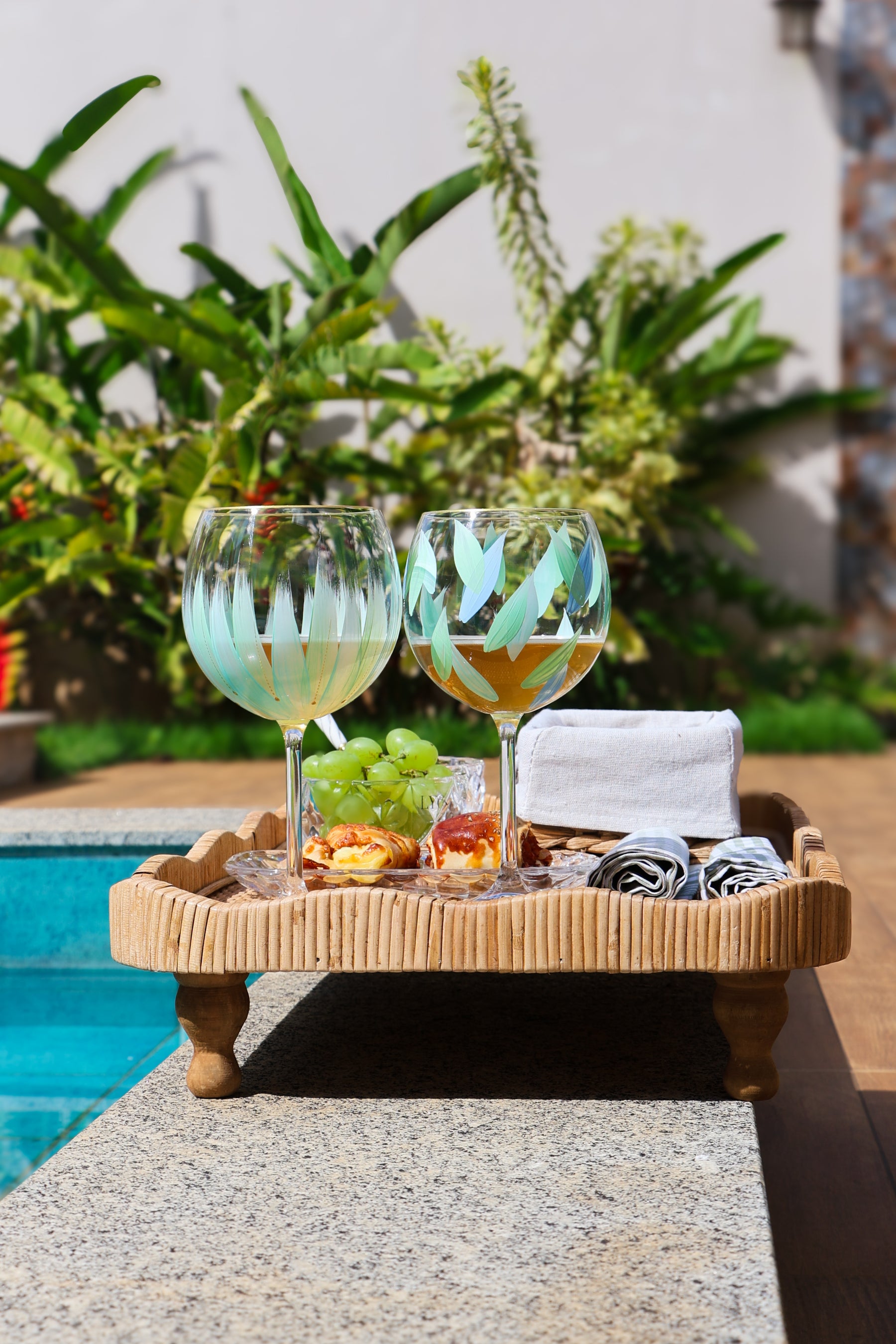 Taça de Cristal de Titânio Green 570ml Pintada à Mão