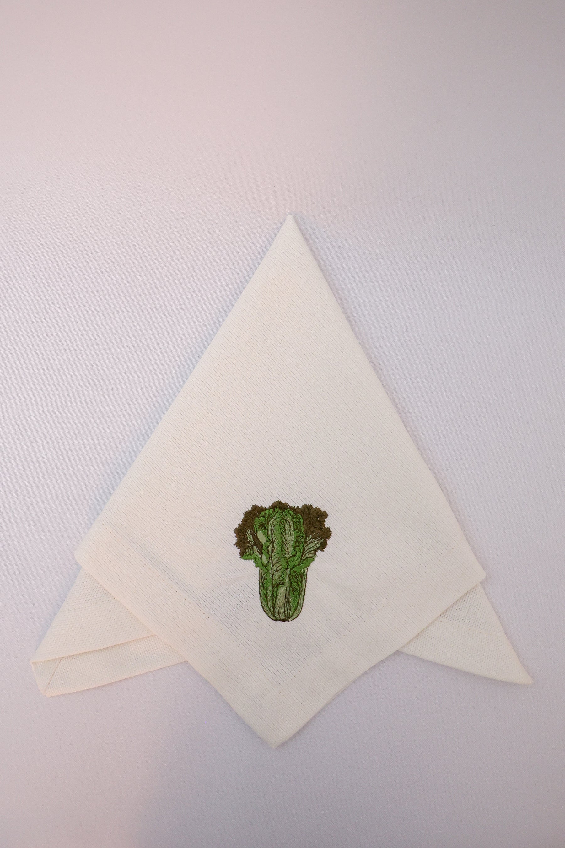 Guardanapo Linhão Off Bordado Vegetais, Gardênia