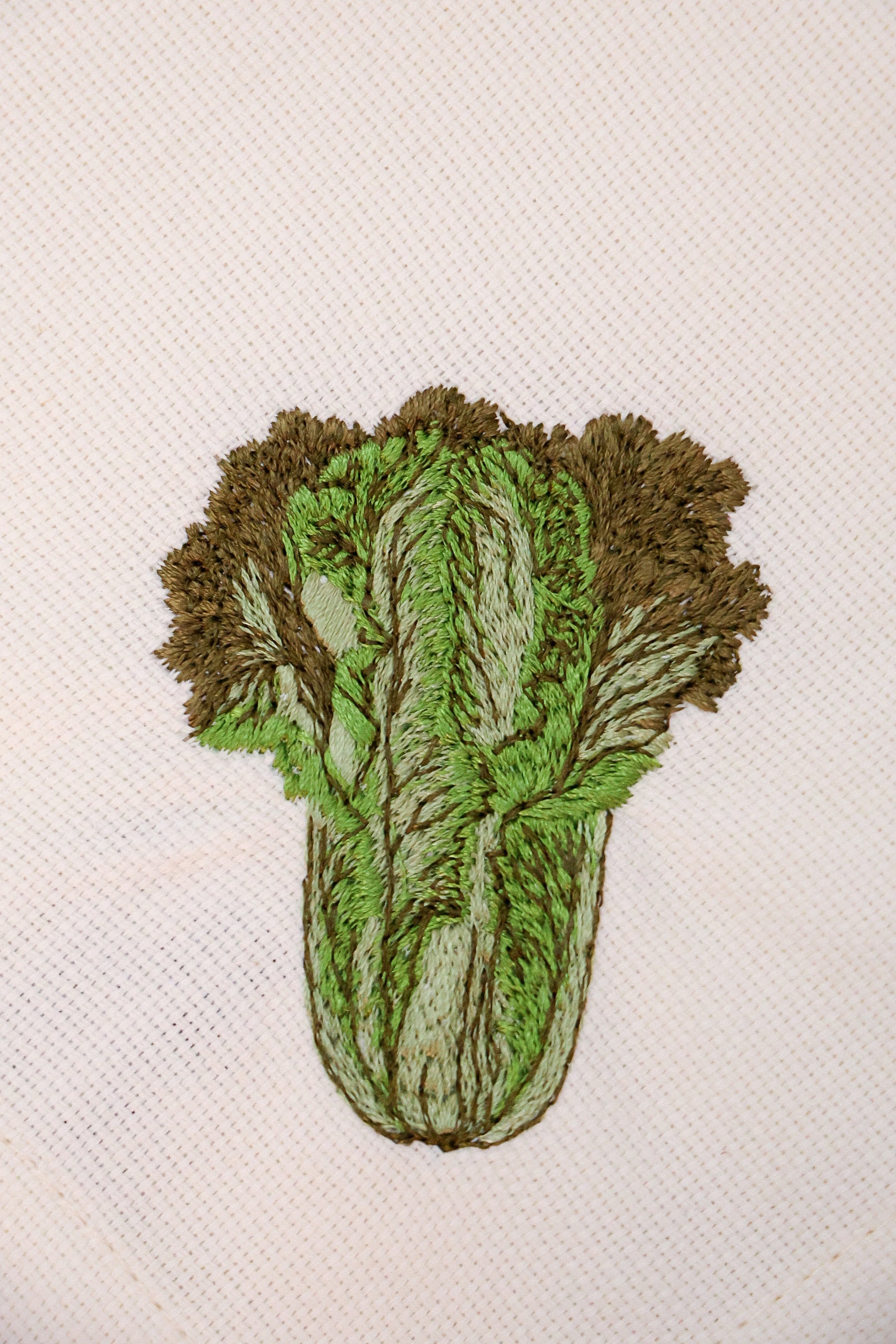 Guardanapo Linhão Off Bordado Vegetais, Gardênia