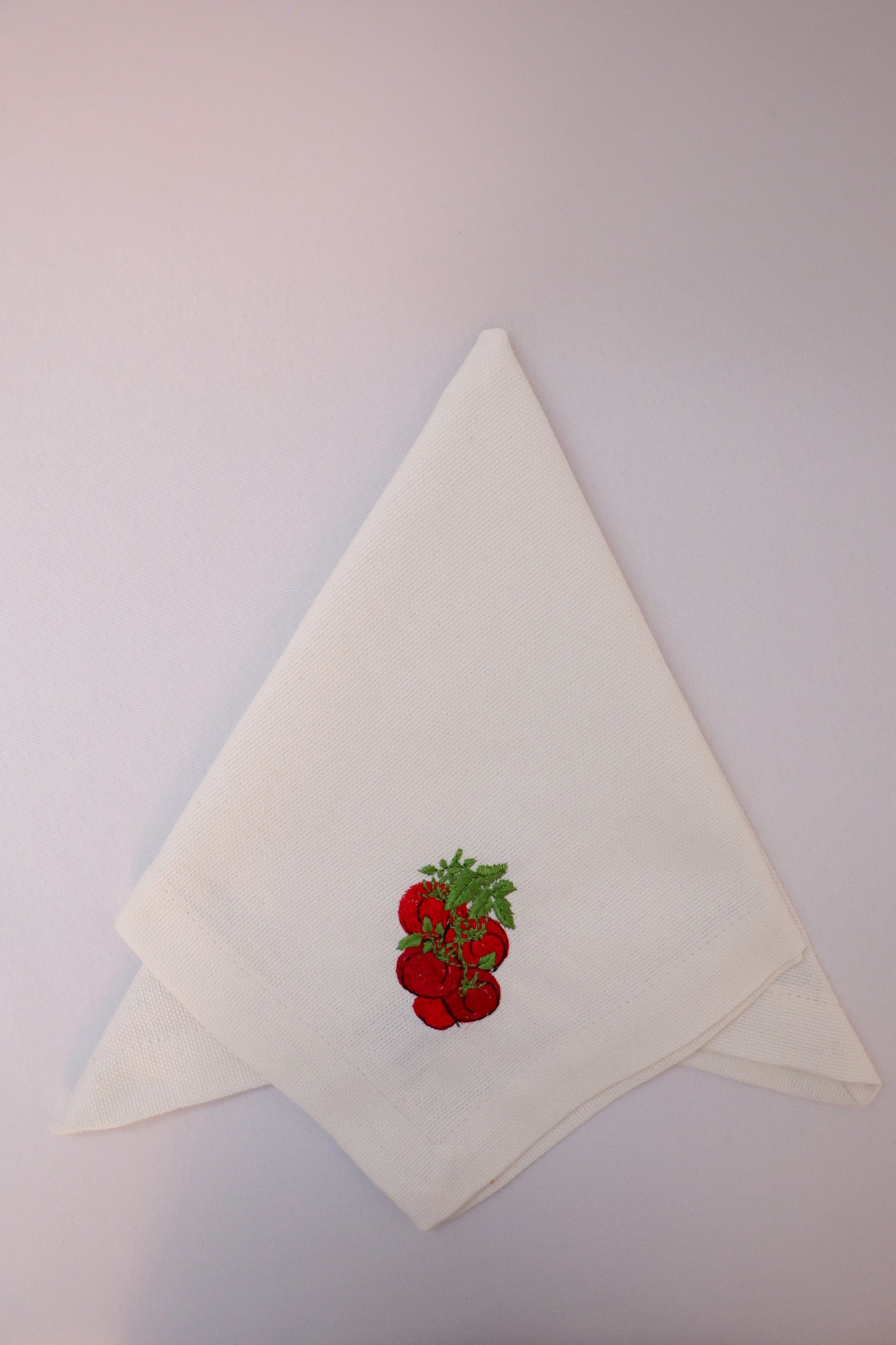 Guardanapo Linhão Off Bordado Vegetais, Gardênia