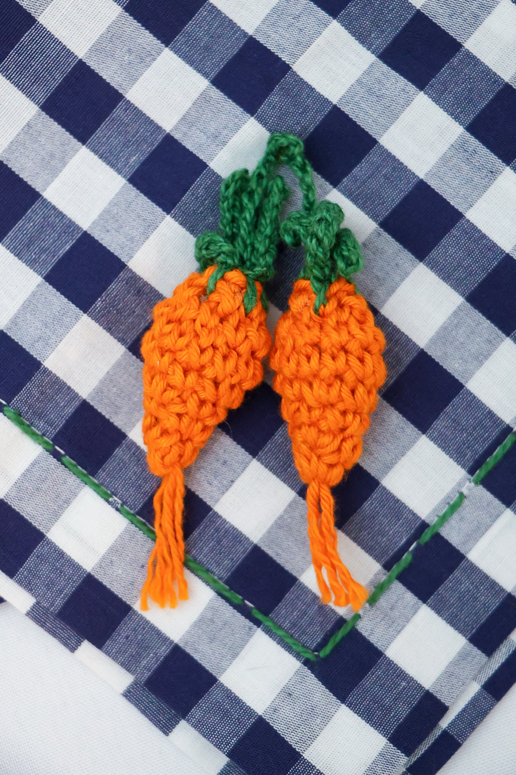 Guardanapo Xadrez Cenouras Crochê Gardenia