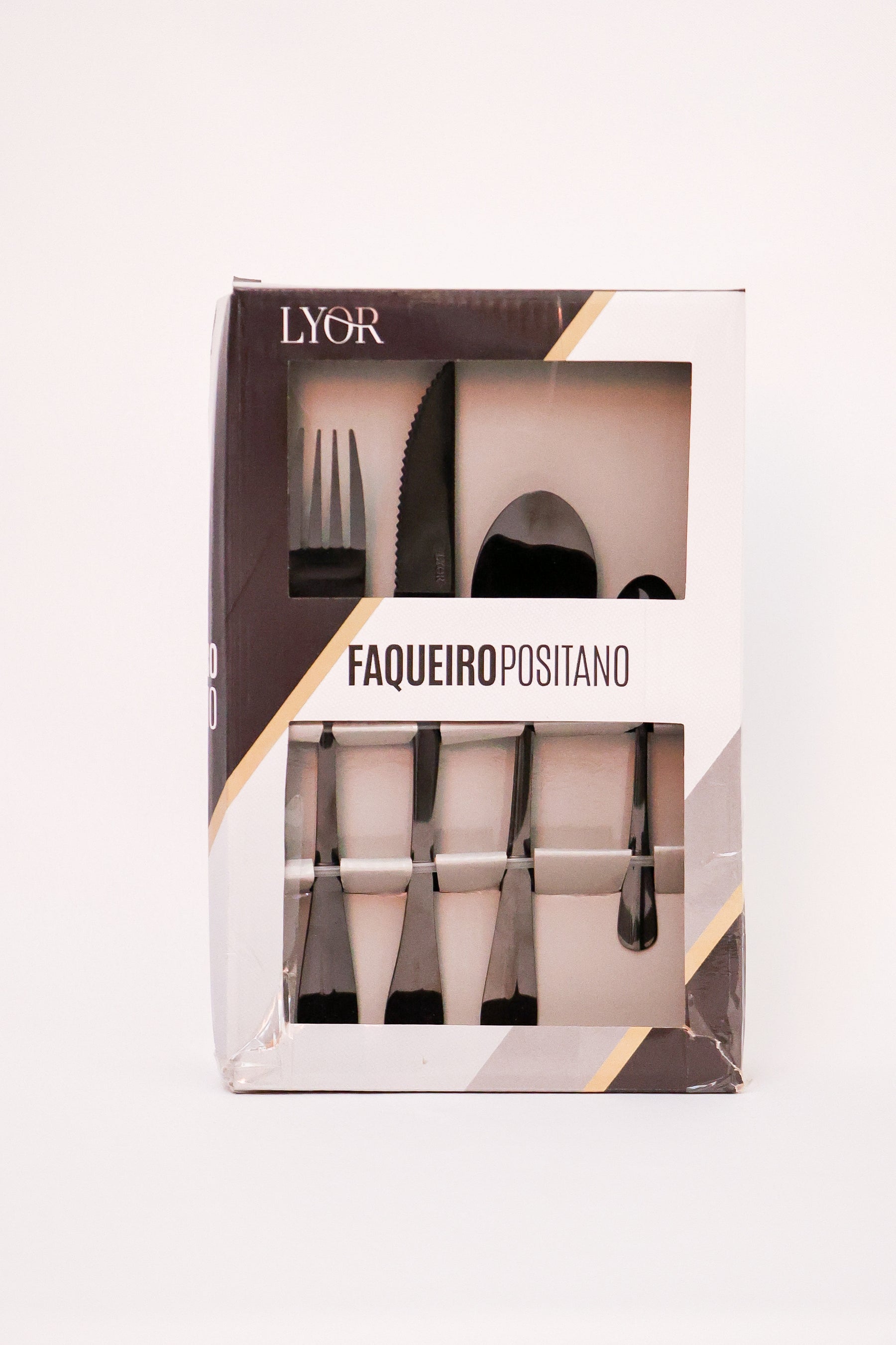 Faqueiro 24 peças Aço Inox Positano Preto Lyor