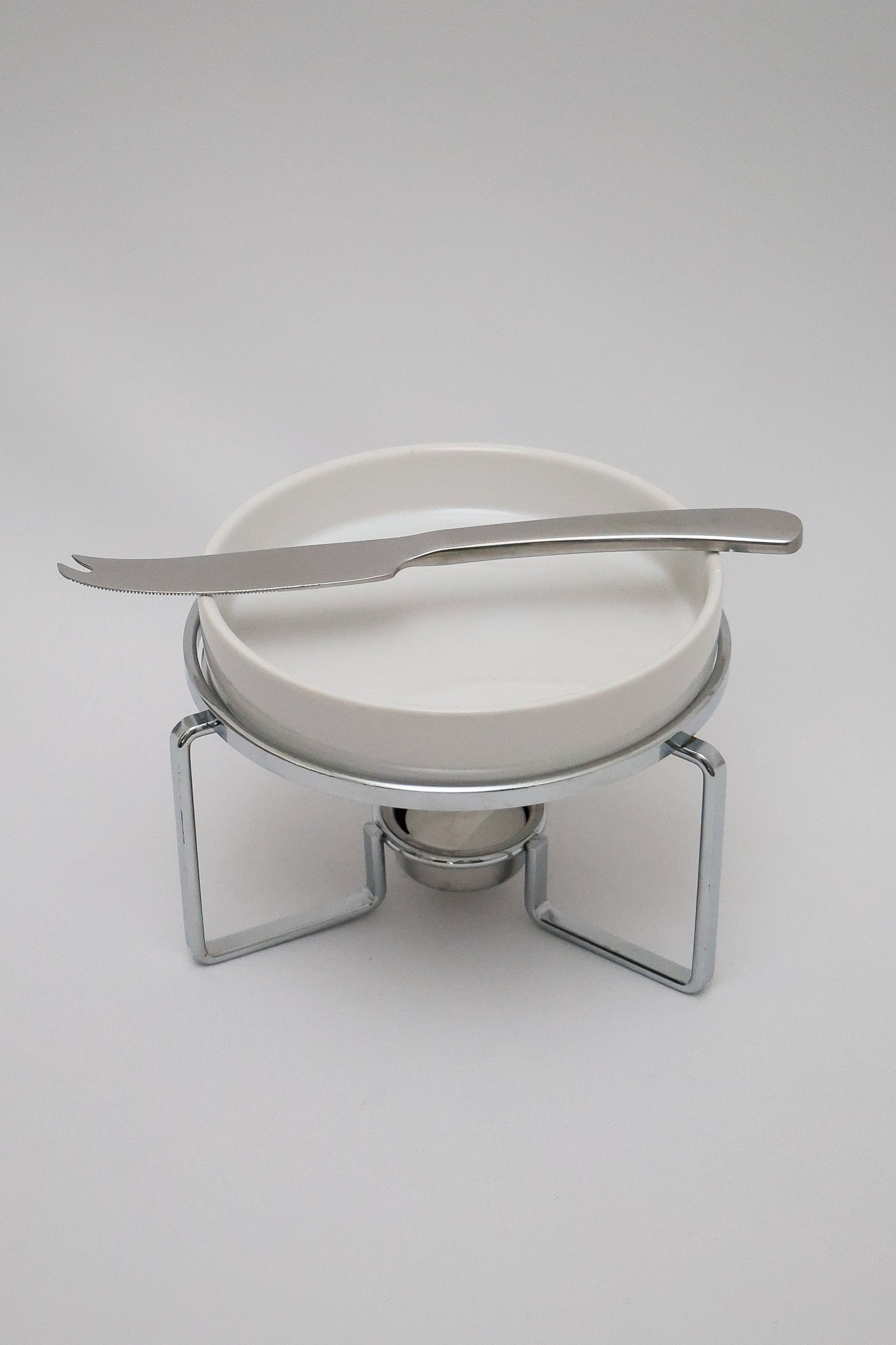 Rechaud p/ Queijo Brie Cerâmica c/ Faca de Aço Inox