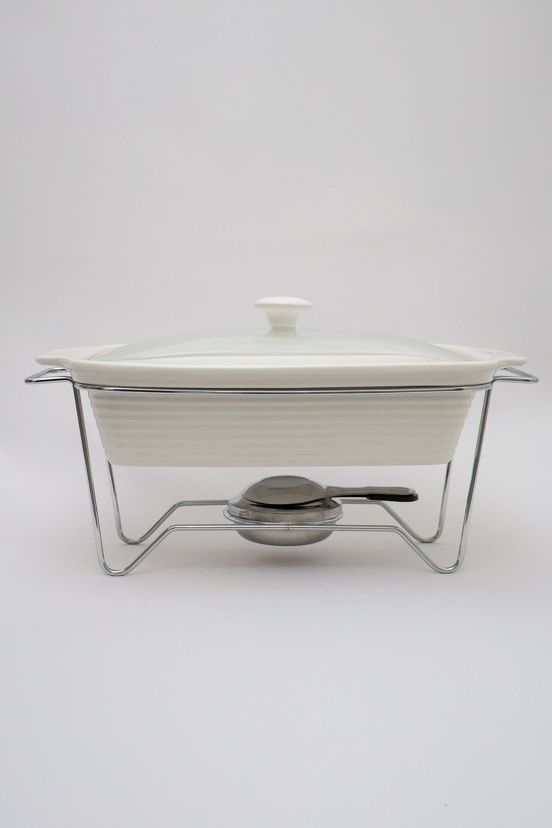 Rechaud 2,8L Retangular Cerâmica com Queimador e Tampa de Vidro