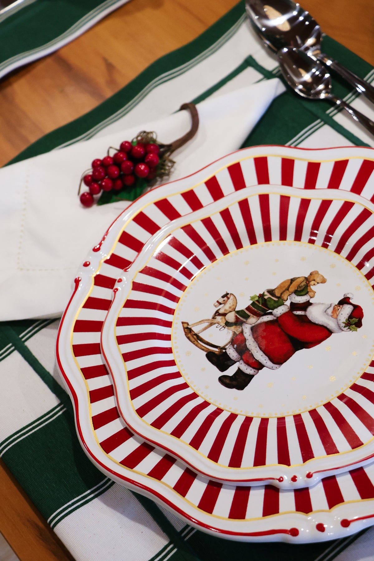 Jogo 6 Pratos de Sobremesa com Filete Christmas Charm, Scalla