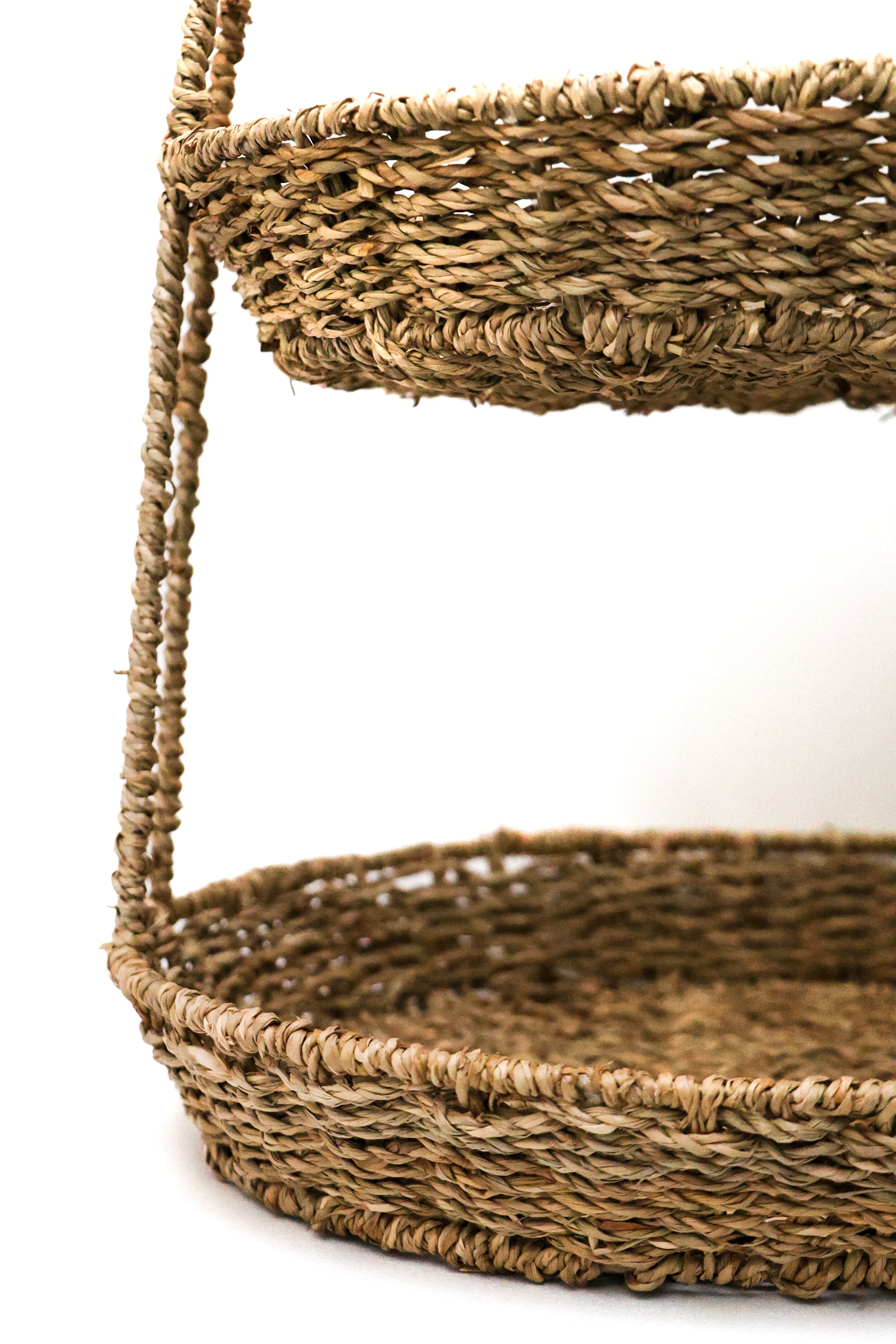 Cesta Dupla de Fibra Natural com Alça
