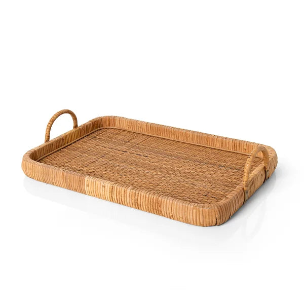 Bandeja Retangular em Rattan com Alça Copa&Cia