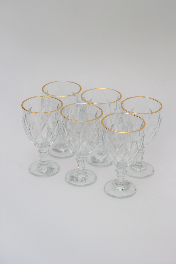 Taça de Vidro p/ água Diamond com fio de Ouro 360ml Lyor