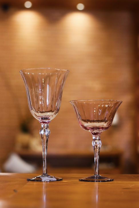 Taça de Vidro Coupe Califórnia 180ml - Rosa e Cinza