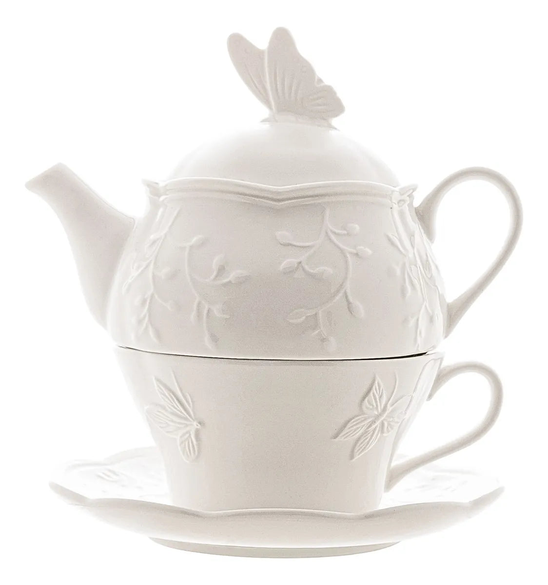 Conjunto de 3 Peças para Chá em Porcelana Butterfly Lyor