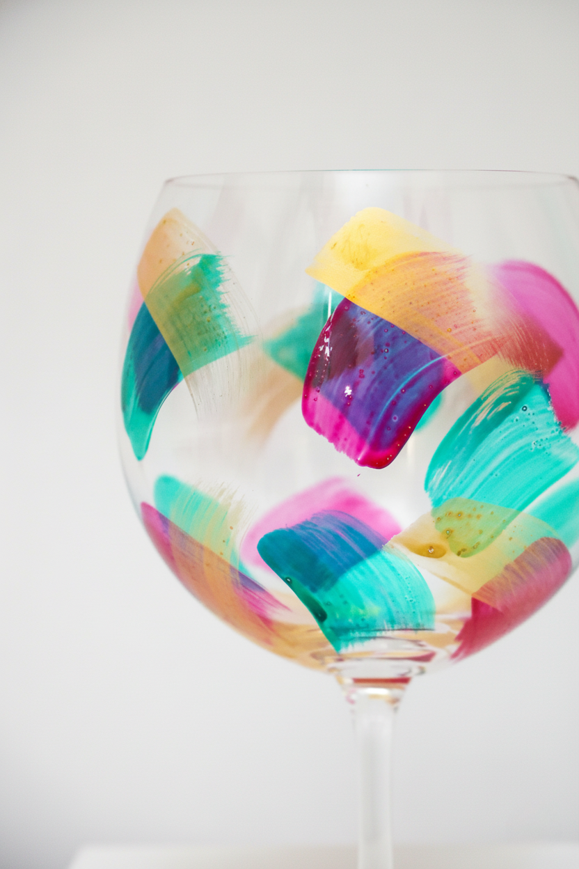 Taça de Cristal de Titânio 570ml Pintada à Mão