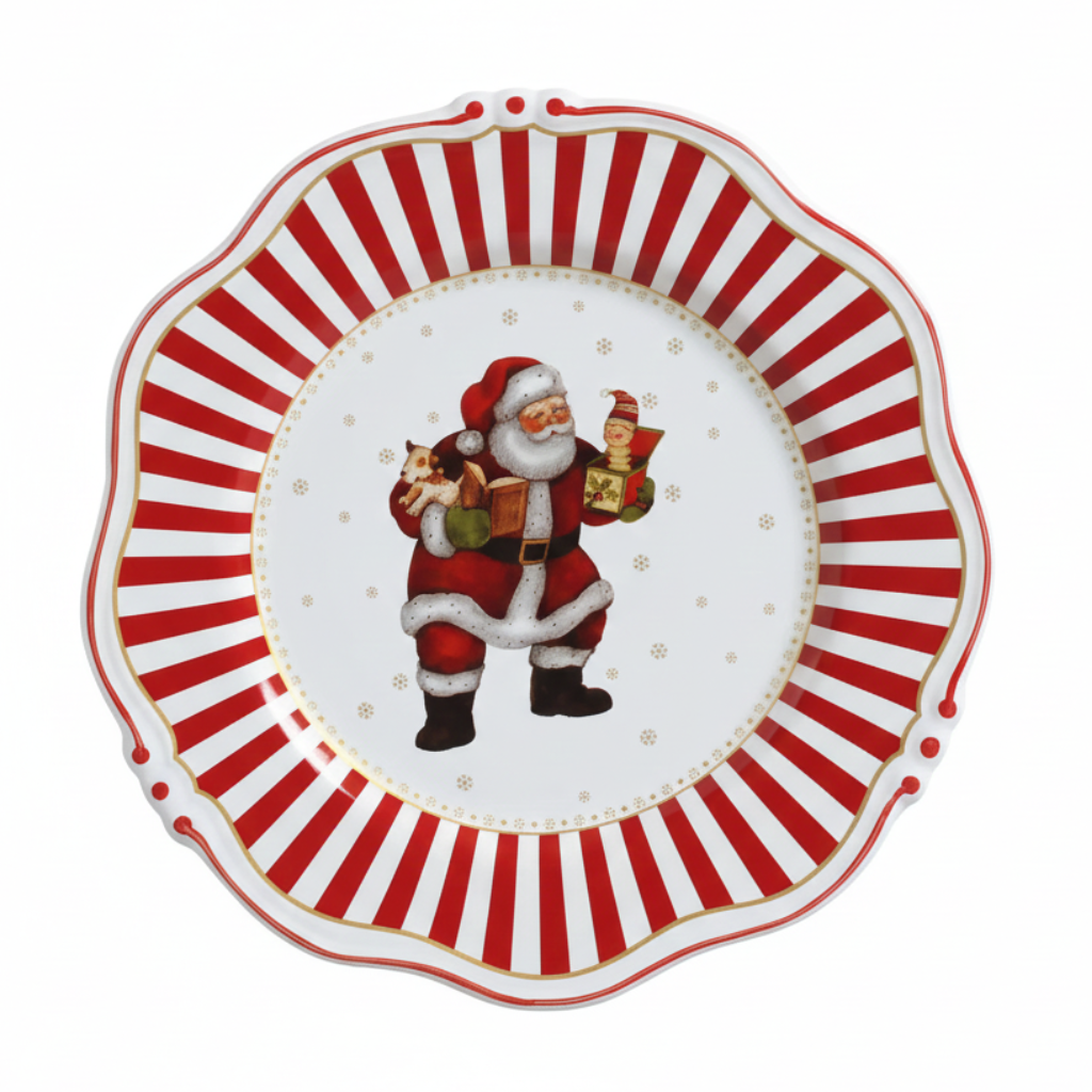 Jogo 6 Pratos Rasos com Filete Christmas Charm, Scalla