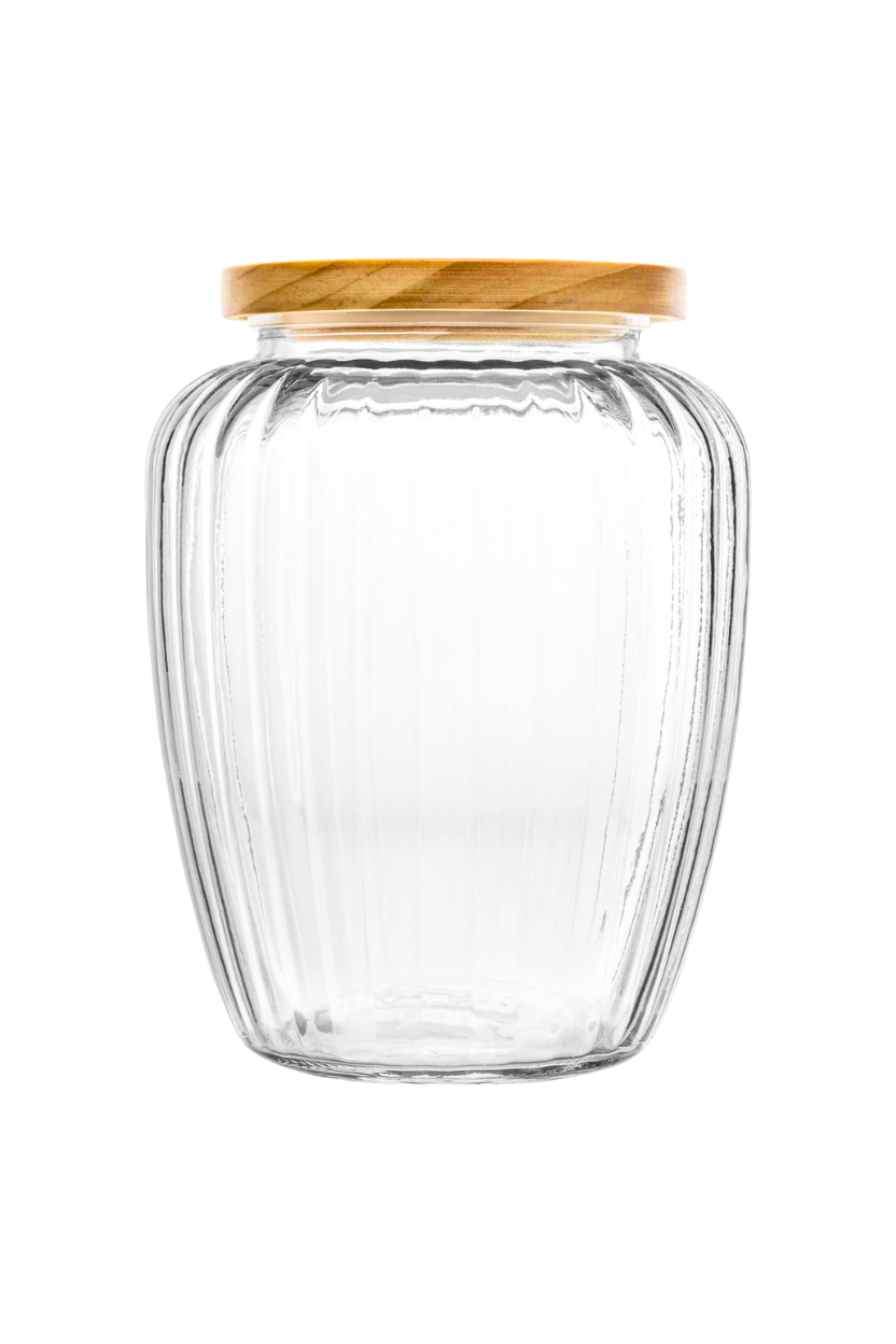 Pote de Vidro com Tampa de Pinus Wolff
