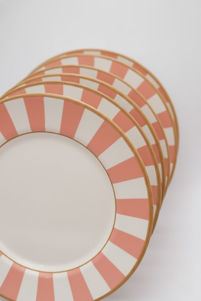 Jogo 6 Pratos Rasos Strip Rosa Plus, Alleanza