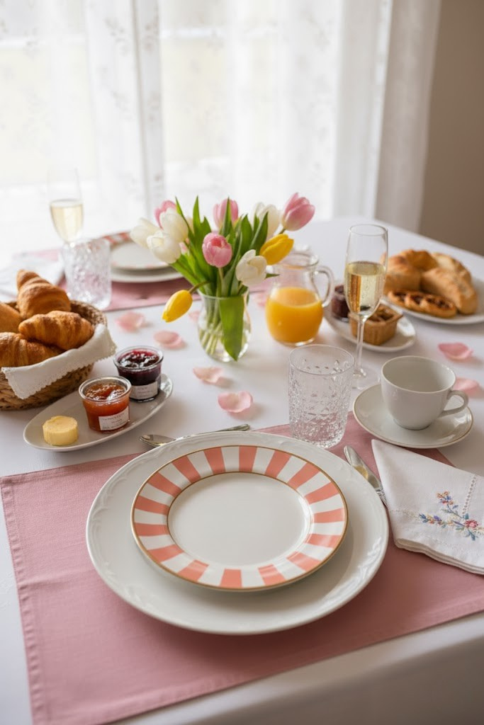 Jogo 6 Pratos de Sobremesa Strip Rosa Plus, Alleanza