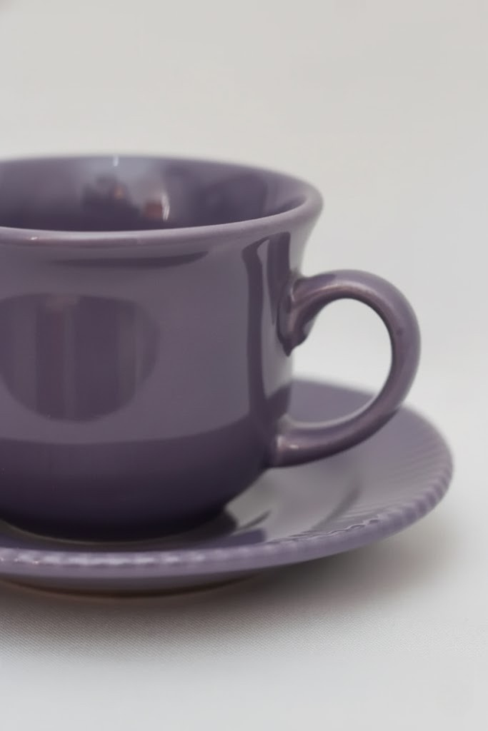 Jogo de 6 Xícaras de Chá c/ Pires Roxo, Oxford