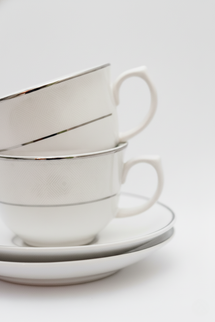 Jogo 6 Xícaras de Chá c/ Pires Diamond, Oxford