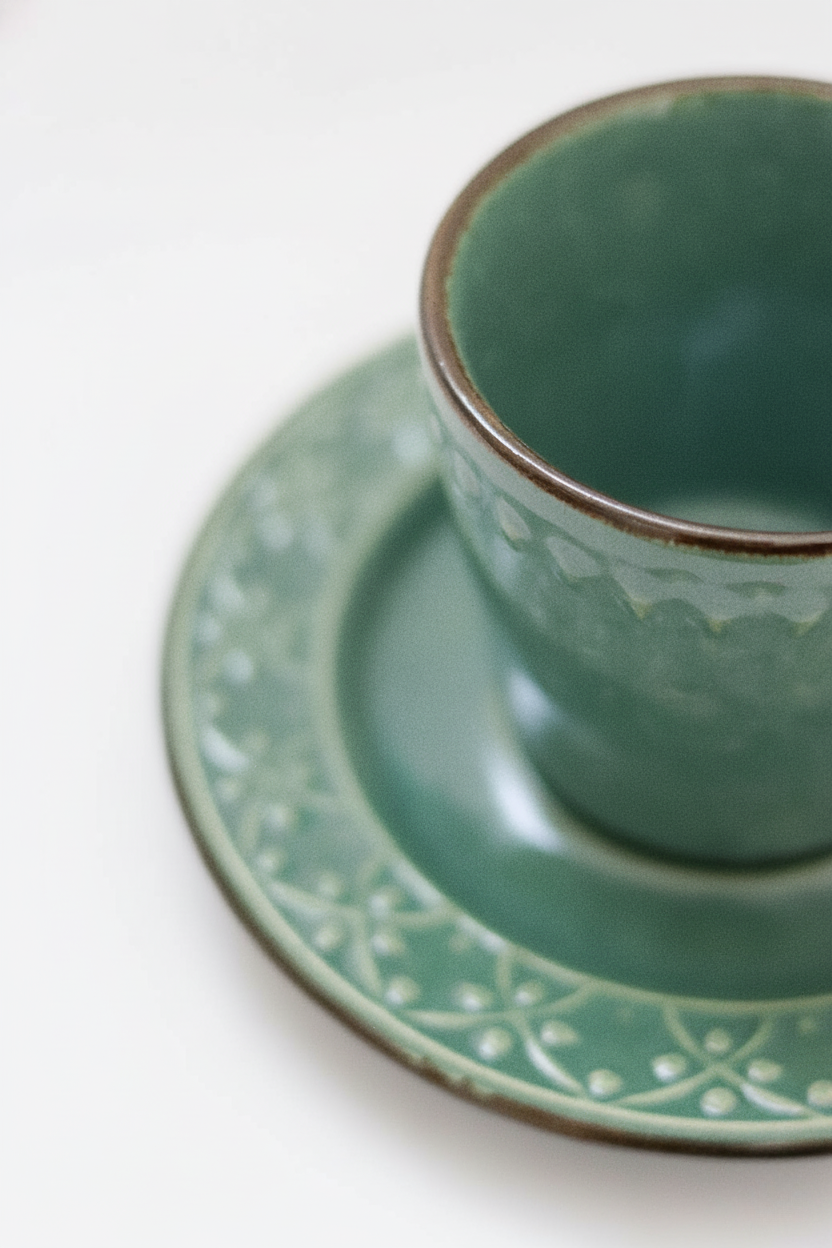 Jogo 6 Xícaras de Chá c/ Pires Malaquita, Oxford