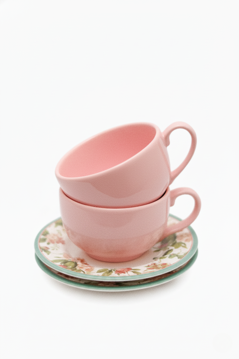 Jogo 6 Xícaras de Chá c/ Pires Sweet Vintage Plus, Alleanza