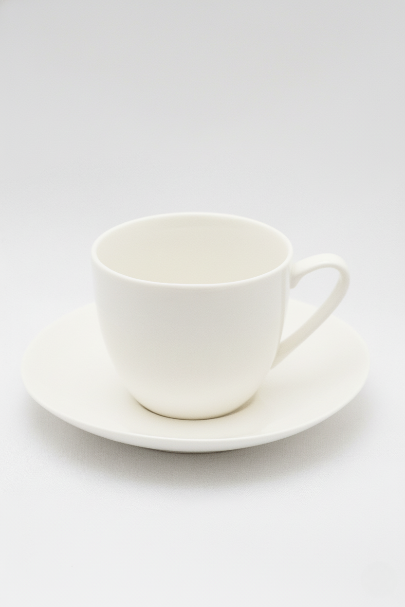 Xícara De Chá c/ Pires Clean Porcelana, Lyor