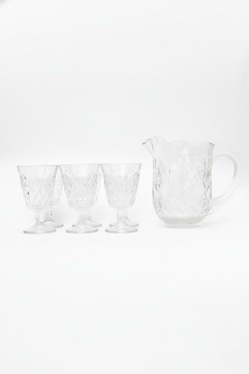 Conjunto Jarra e 6 Taças de Cristal Lile, Lyor