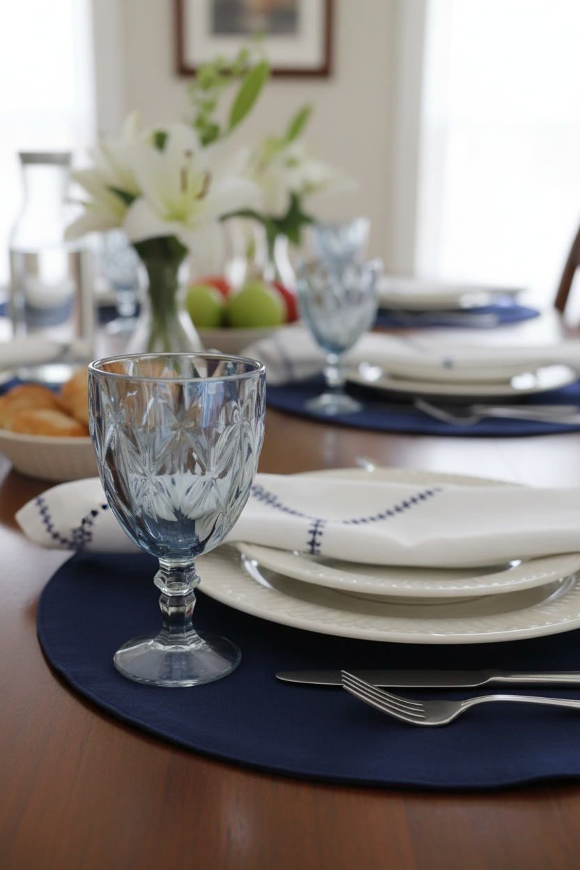 Jogo 6 Taças de Vidro p/ água Diamond Azul Metalizado 360ml, Lyor