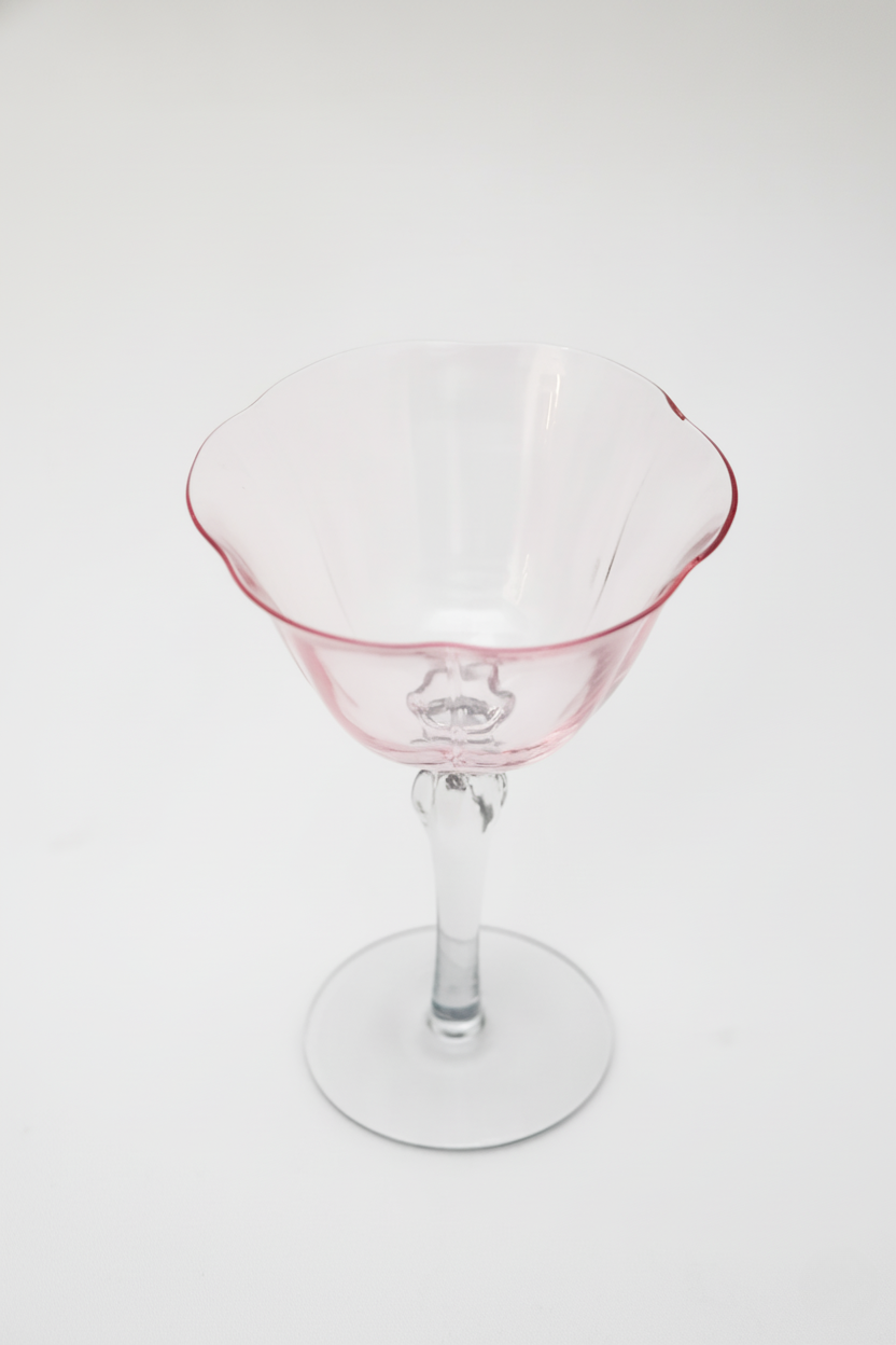 Taça de Vidro Coupe Califórnia 180ml - Rosa e Cinza