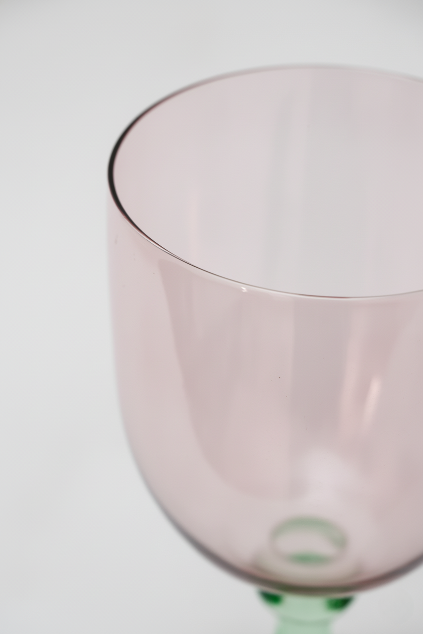 Taça de Vidro p/ Vinho Chile 360ml - Rosa e Verde