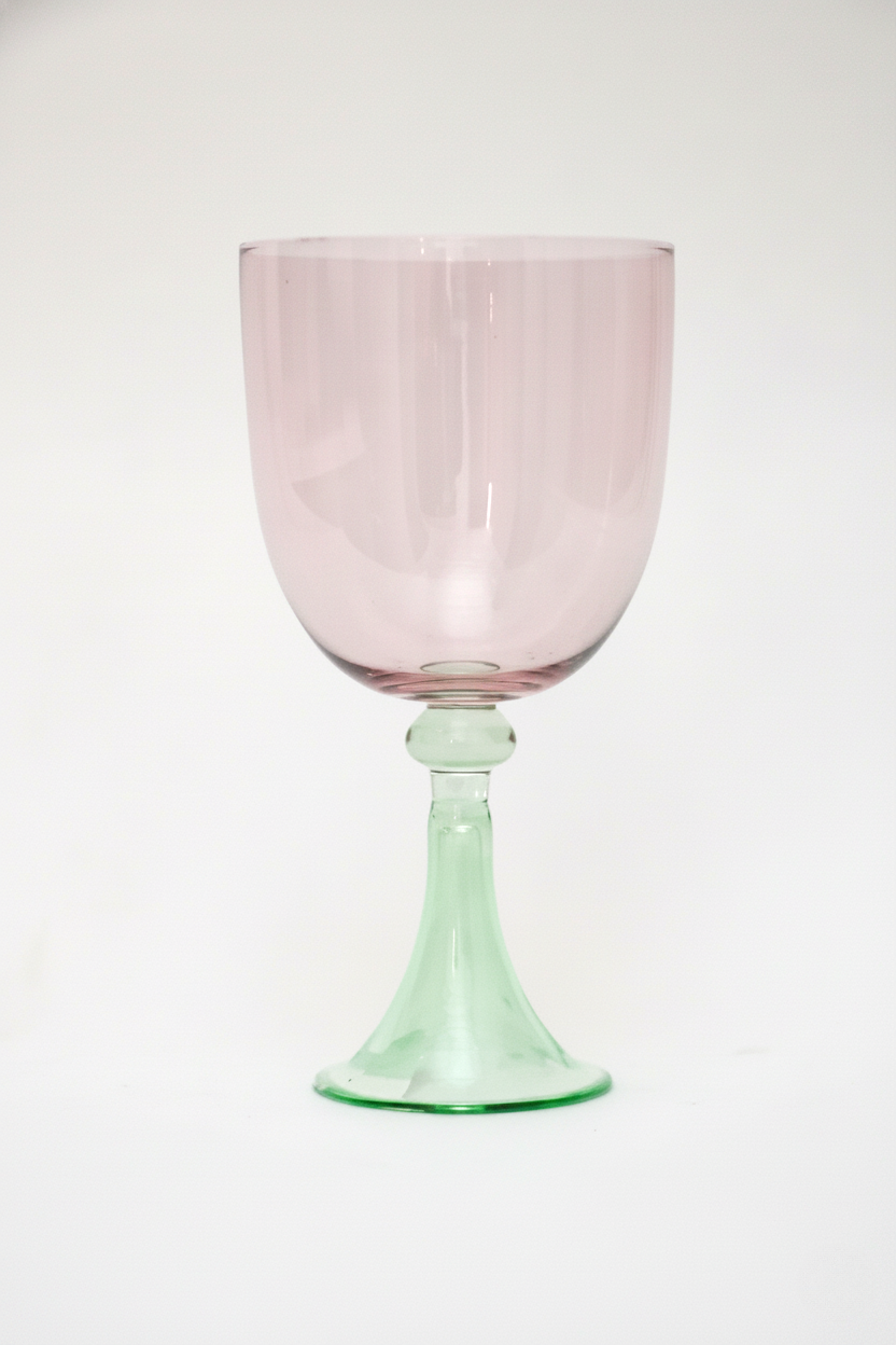 Taça de Vidro p/ Vinho Chile 360ml - Rosa e Verde