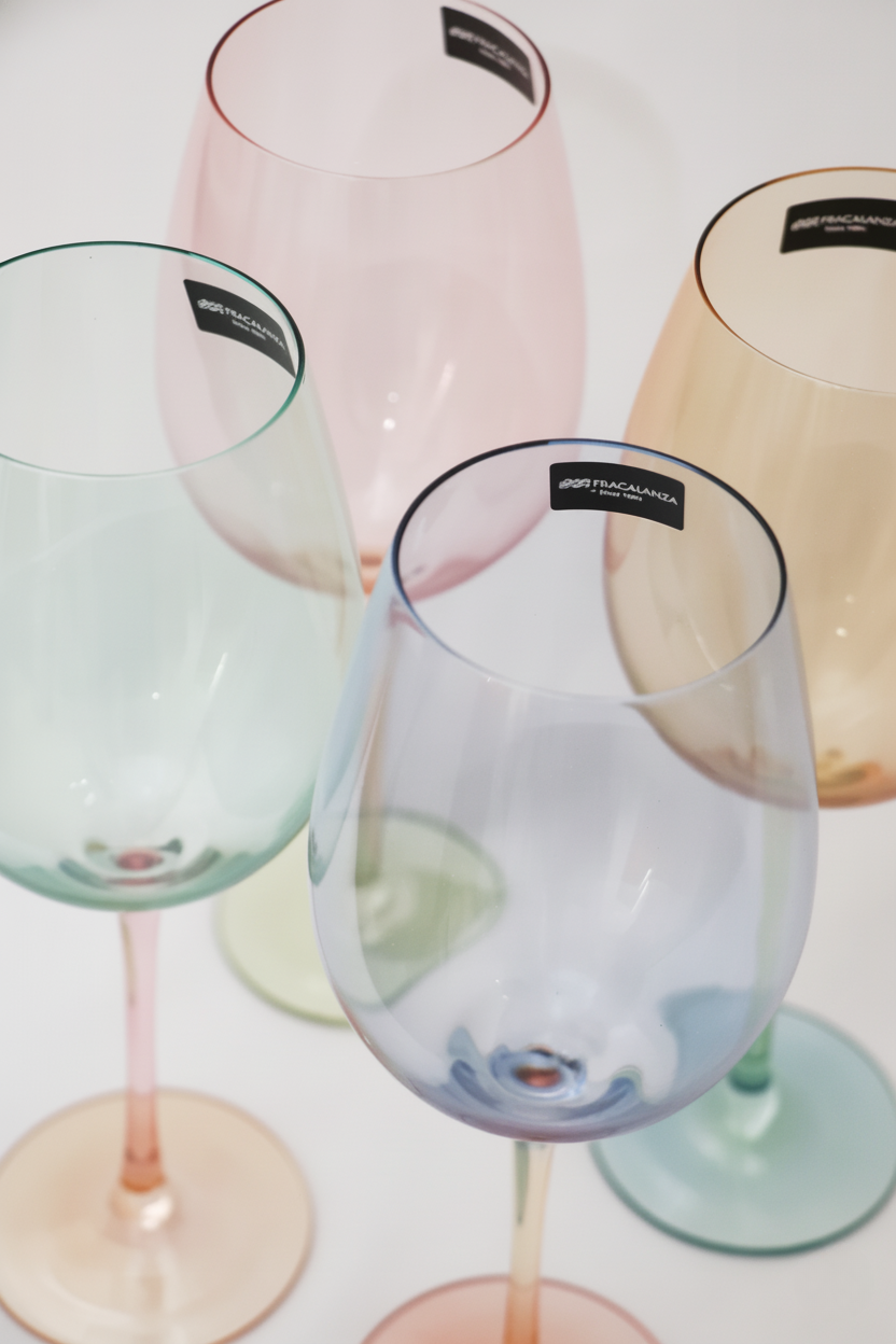 Jogo 4 Taças de Vidro p/ Vinho Burano 550ml, Fracalanza