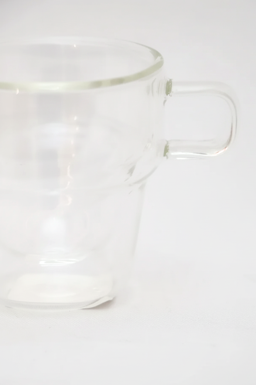 Jogo 2 Xícaras de Café Empilháveis Parede Dupla Vidro Borosilicato 90ml, Wolff