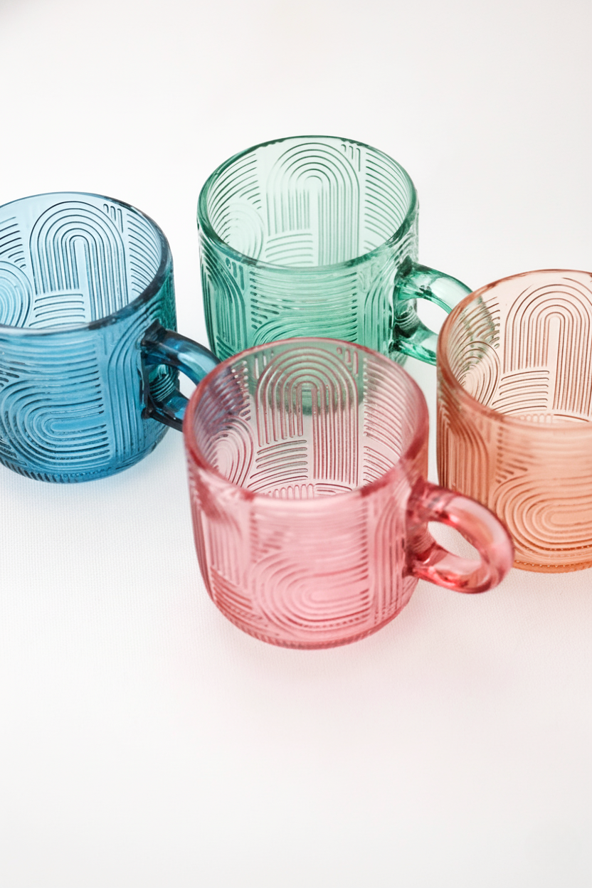 Jogo 4 Xícaras de Café Vidro Colors 100ml, Wolff