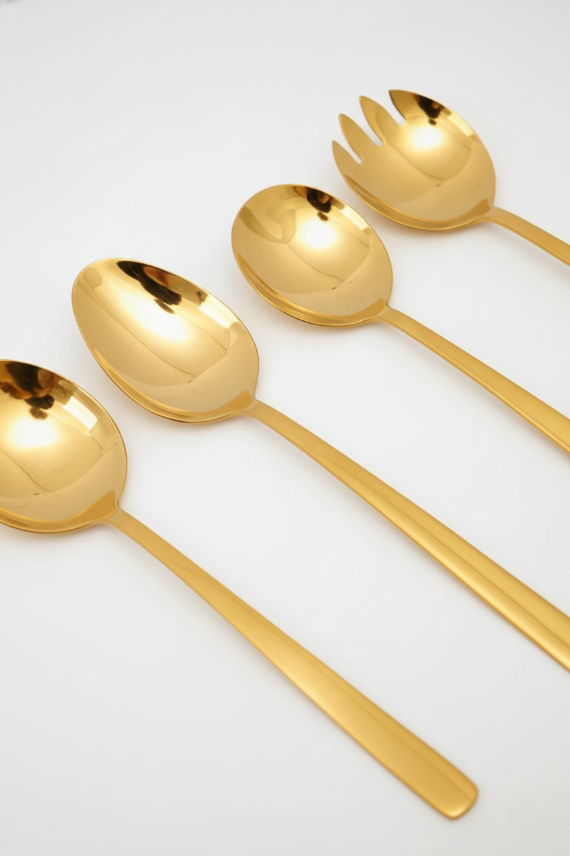 Conjunto 4 Talheres para Servir Vienna Dourado, Wolff