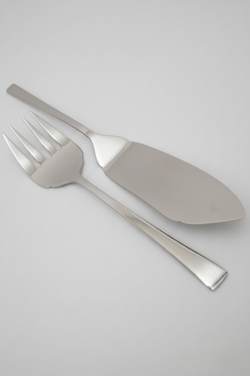 Conjunto 2 Peças Faca e Garfo para servir peixe Aço Inox Berna, Wolff