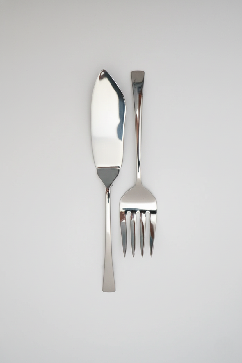 Conjunto 2 Peças Faca e Garfo para servir peixe Aço Inox Berna, Wolff