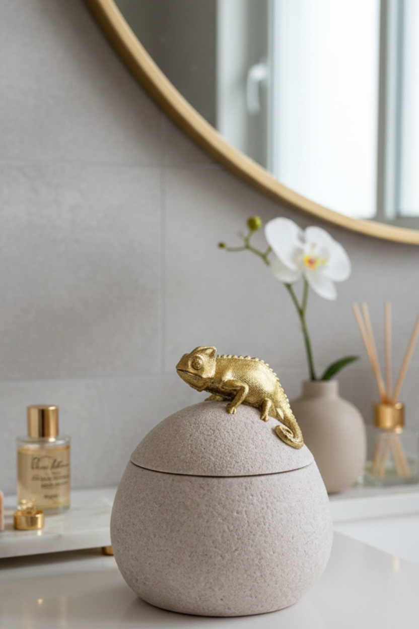 Pote Decorativo em Polirresina Camaleão Mart