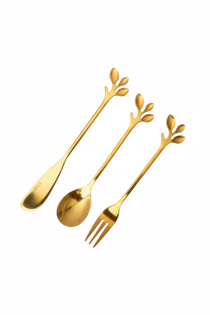 Conjunto 6 Talheres Aço Inox Leaves Dourado, Wolff