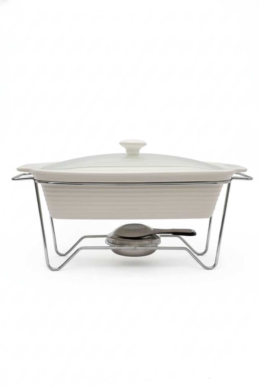 Rechaud Retangular Cerâmica com Queimador e Tampa de Vidro, Francallanza