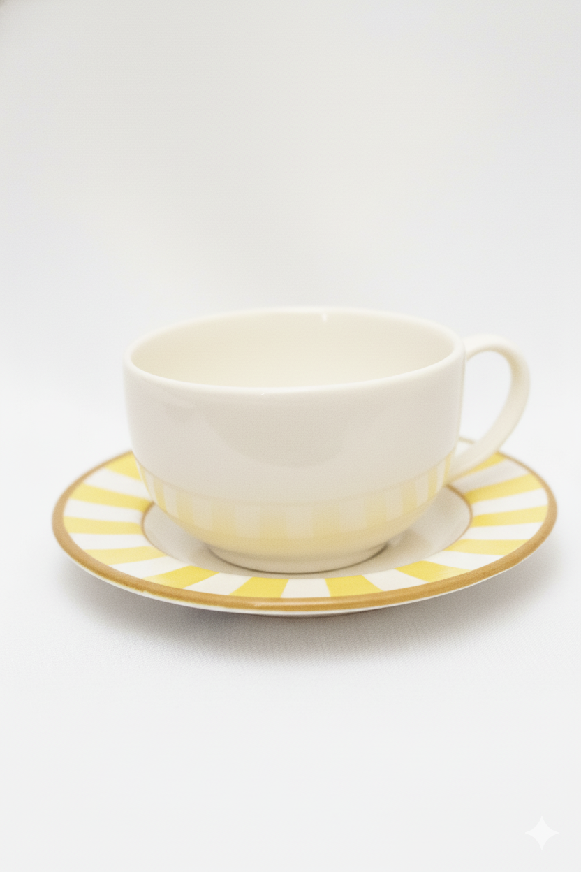Jogo 6 Xícaras de Chá c/ Pires Stripe Amarelo Plus, Alleanza