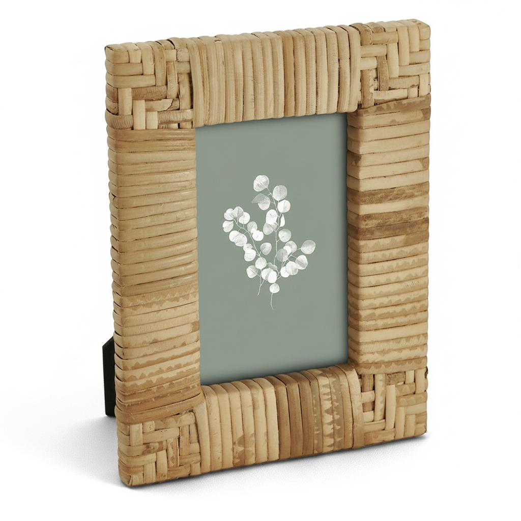 Porta Retrato em MDF com Rattan 10x15cm Mart