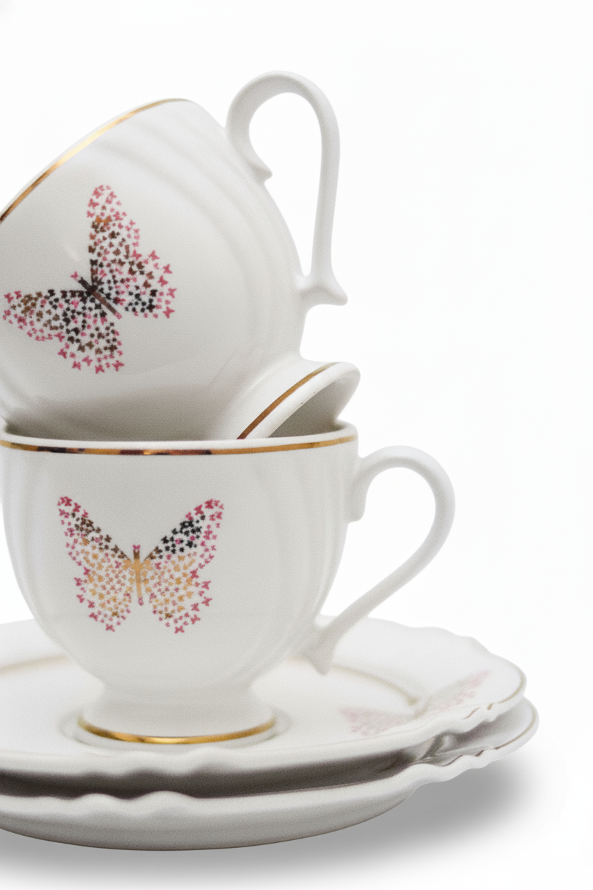 Jogo 6 Xícaras de Chá c/ Pires Encantada, Oxford